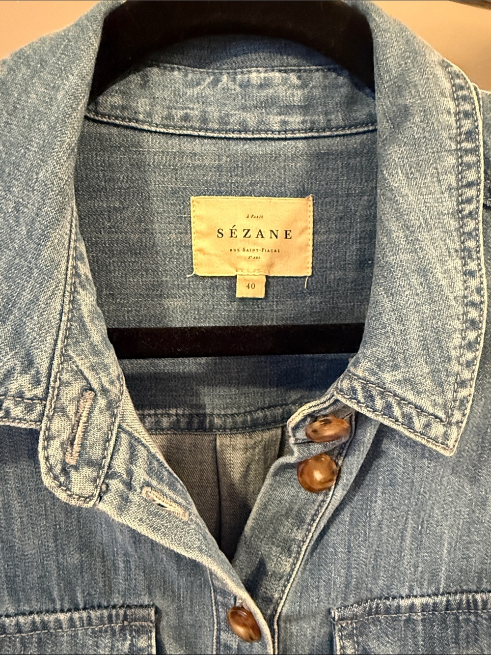 Sezane Blue Denim Midi Shirt Dress - Picture 2 of 4